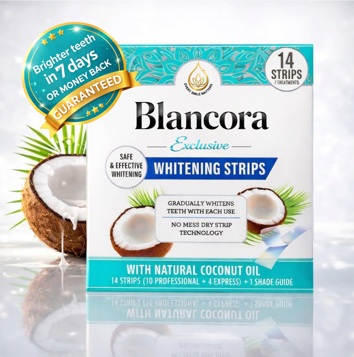 Blancora Exclusive Whitening Strips (7-Day Treatment, 2- Strips per Pack) Safe Strip Technology