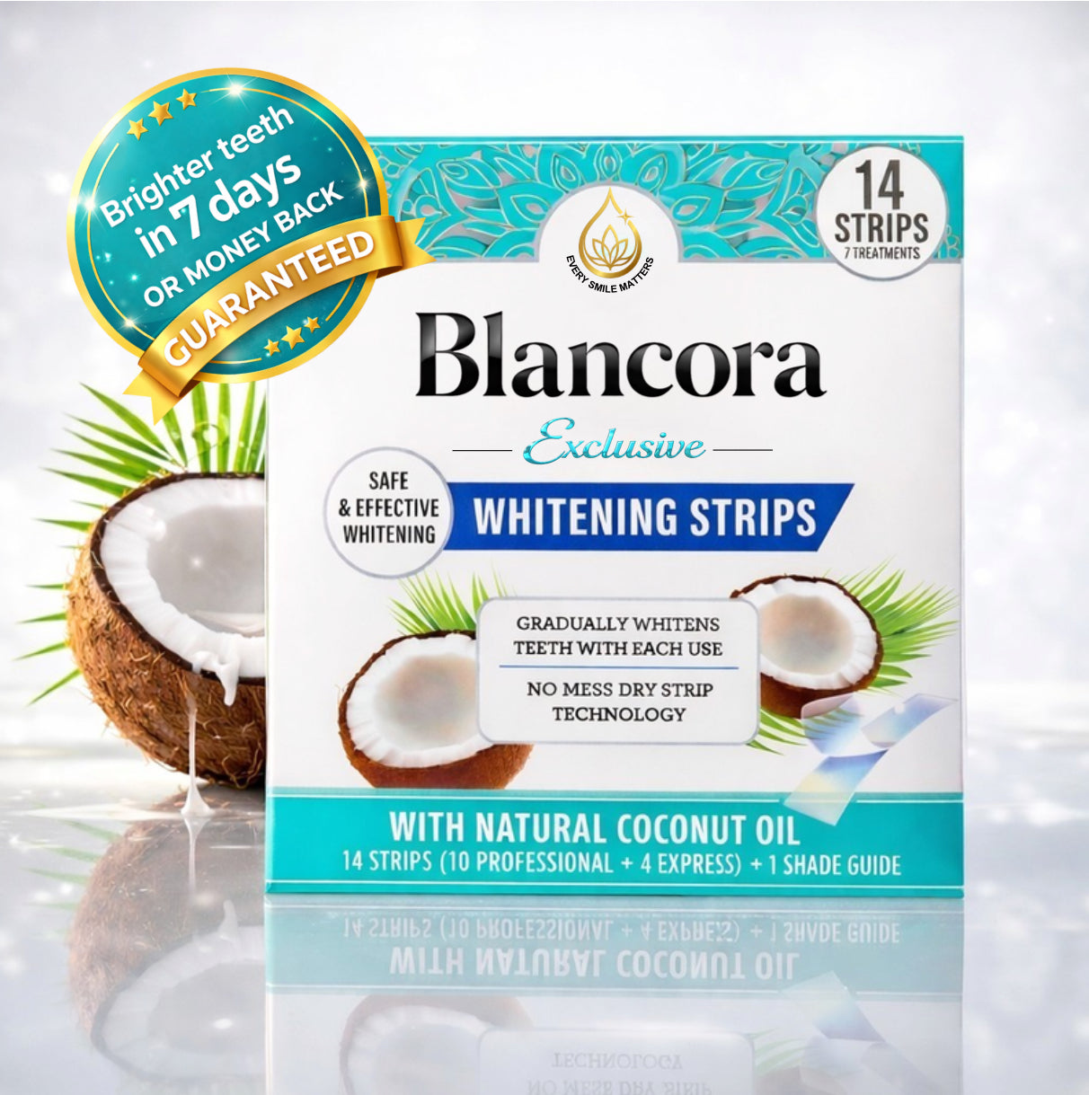 Blancora Exclusive Whitening Strips (7-Day Treatment, 2- Strips per Pack) Safe Strip Technology
